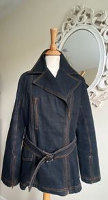 Cristina Gavioli Black Denim Trench/ Jacket Size Uk12