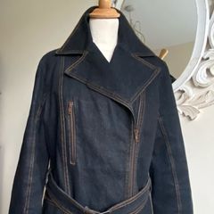 Cristina Gavioli Black Denim Trench/ Jacket Size Uk12
