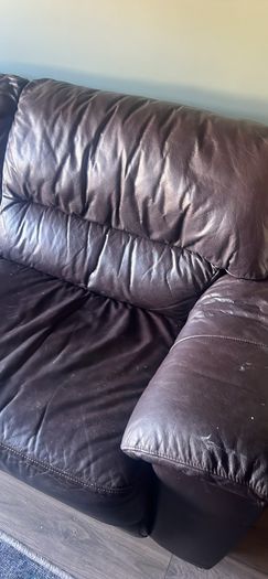 Dark brown leather sofa