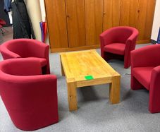 Coffee table and 4 tub chairs