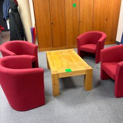 Coffee table and 4 tub chairs