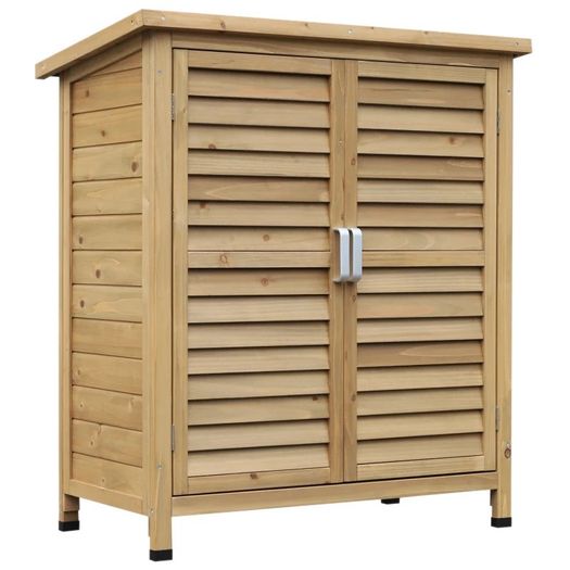 NEW SALE | Garden Shed Wooden Garden Storage Shed 2 Door Unit Solid Fir Wood Garage Tool Organisation Cabinet 87L x 46.5W x 96.5Hcm