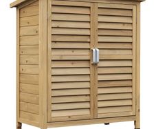 NEW SALE | Garden Shed Wooden Garden Storage Shed 2 Door Unit Solid Fir Wood Garage Tool Organisation Cabinet 87L x 46.5W x 96.5Hcm