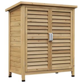 NEW SALE | Garden Shed Wooden Garden Storage Shed 2 Door Unit Solid Fir Wood Garage Tool Organisation Cabinet 87L x 46.5W x 96.5Hcm