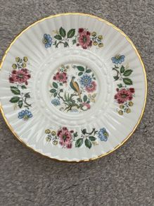 Royal Tara Tara Hall Fine Bone China Saucer Plate Galway Ireland Bird Floral Gold Rim Vintage
