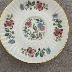 Royal Tara Tara Hall Fine Bone China Saucer Plate Galway Ireland Bird Floral Gold Rim Vintage
