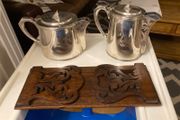 Sheffield plate silver art deco tea and coffee pots