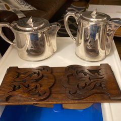 Sheffield plate silver art deco tea and coffee pots