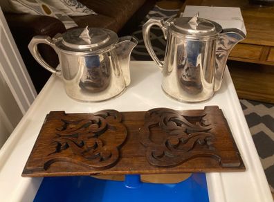 Sheffield plate silver art deco tea and coffee pots