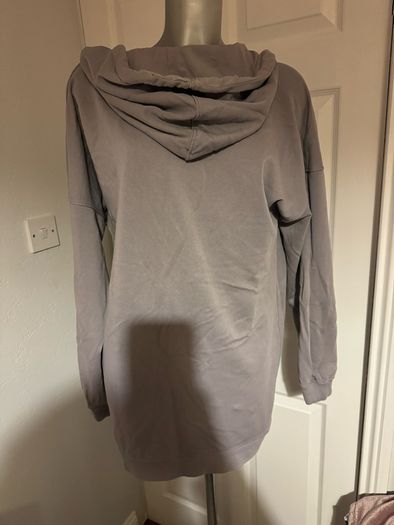 Missguided long line grey zipped cotton hoodie jumper size M UK14 EU42 Postage included