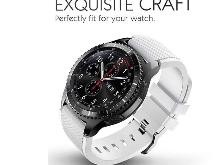 White Band Strap For 22mm Samsung Galaxy Watch 3 45mm 46mm Gear S3 Frontier