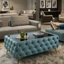 Chesterfield Coffee Table Velvet Rectangle 83x63x45cm with Glass Image 4