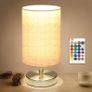 Bedside Table Lamp, LED Modern Nightstand Desk Lamp, Remote Dimmable RGB Color Changing Modes for Bedroom, Living Room, Childrens Room, Office (E27 RGB Bulb Included) Image 2