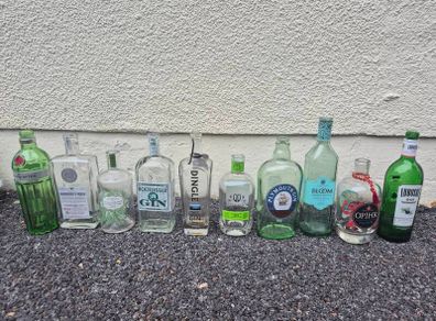 old empty gin bottles