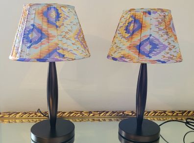 Vintage pair of copper lamps with shades