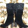 Ladies black boots high heel genuine suede UK3 with lace Image 2