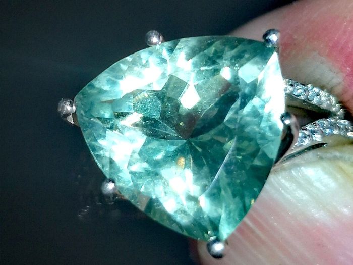 Exquisite green amethyst silver ring