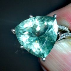 Exquisite green amethyst silver ring