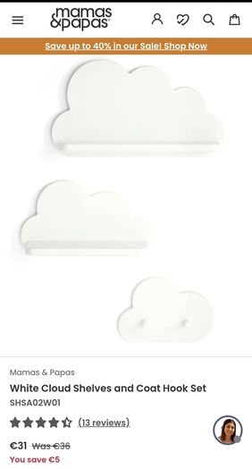 Mamas and Papas cloud shelves for baby room