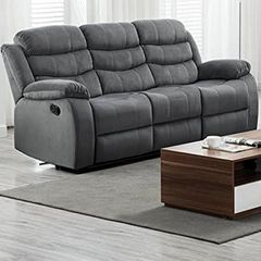 3 Seater Fabric Recliner Sofa  Grey