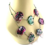 Vintage Italian Art glass leaf Costume necklace