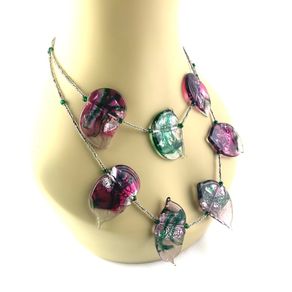 Vintage Italian Art glass leaf Costume necklace