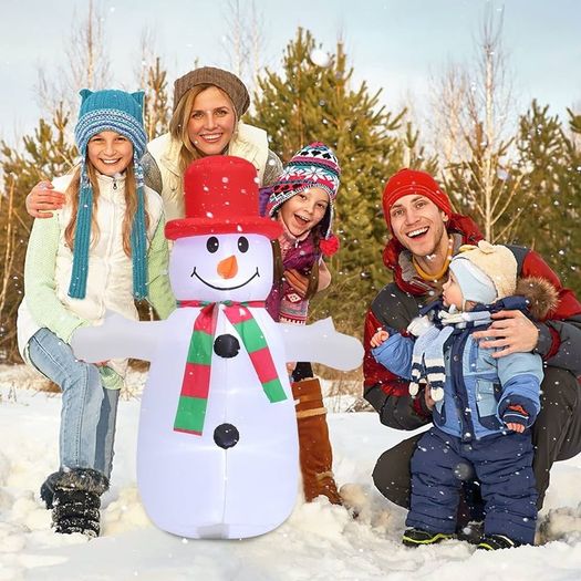4FT Christmas Decorations Inflatable Snowman, Outdoor Xmas Decorations Built-in Bright LED Light Blow Up Yard Inflatable Christmas Decorations for Indoor Garden