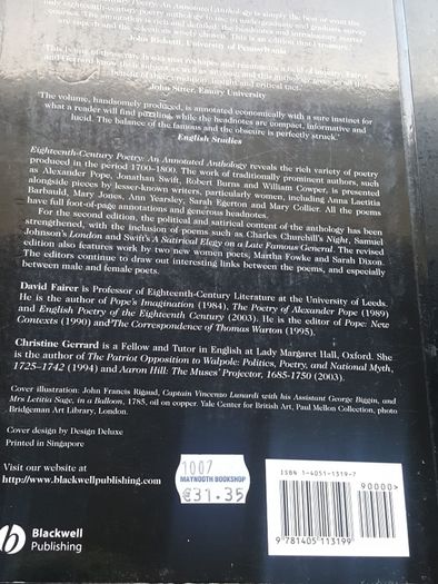 Eighteenth Century poetry An Annotated Anthology