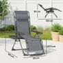Zero Gravity Chairs Set of 2, Folding Sunloungers Reclining Garden Chairs with Cup Holder, Headrest, Dark Grey Image 2