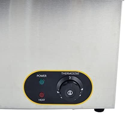 1500W Food Warmer Stainless Steel Steam Table Temperature Control for Catering and Restaurant, GN 1/3x2, 1/6x2 Pans with Lids