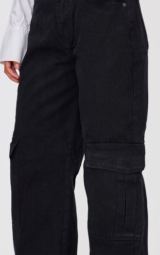 PLT Washed Black Cargo Side Pocket Wide Leg Jeans Size 10!