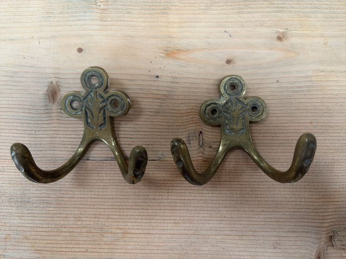 Two brass hooks