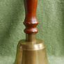 Vintage Solid Brass School Bell: Loud Ringing, Wood Handle, 10 Inch Image 2