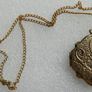 Vintage locket Square floral embossed locket necklace Edwardian Antique style engraving Photo locket for pictures Image 6