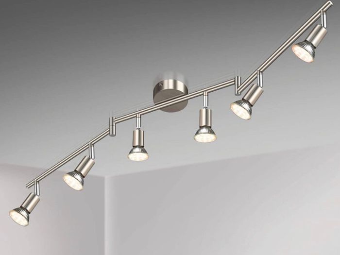 LED Ceiling Light Rotatable, 6 Way LED Ceiling Spotlight, Matt Nickel & Swivelling Design, Including 6 X 4W GU10 LED Bulbs (MULTIPLE COLOURS)