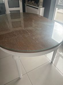 Dining table with glass top