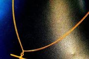 Pristine Vintage 9k Solid Gold T-Bar Necklace