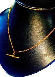Pristine Vintage 9k Solid Gold T-Bar Necklace