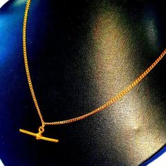 Pristine Vintage 9k Solid Gold T-Bar Necklace