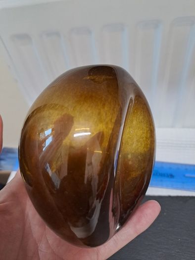 3 amber Glass vases