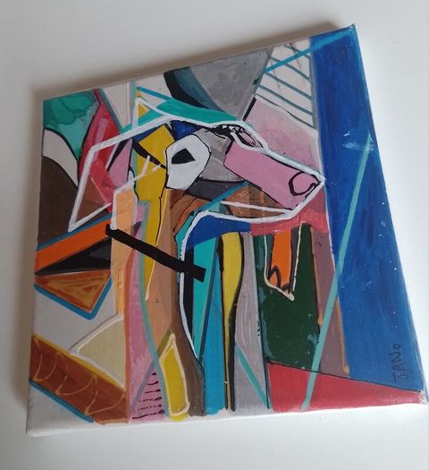 Original Painting of a Dog Framed Original Abstract Painting of Dog  Fauvist Art Figurative Art