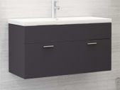 Sink Cabinet with Built-in Basin Grey Chipboard