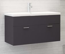 Sink Cabinet with Built-in Basin Grey Chipboard