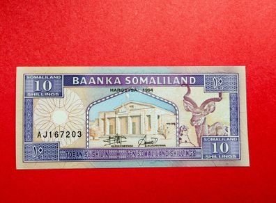 Somaliland  10 Shillings. 1994. Pick  2a. Unc