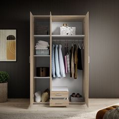 Premium 3-Door Wardrobe with Mirror & Drawers