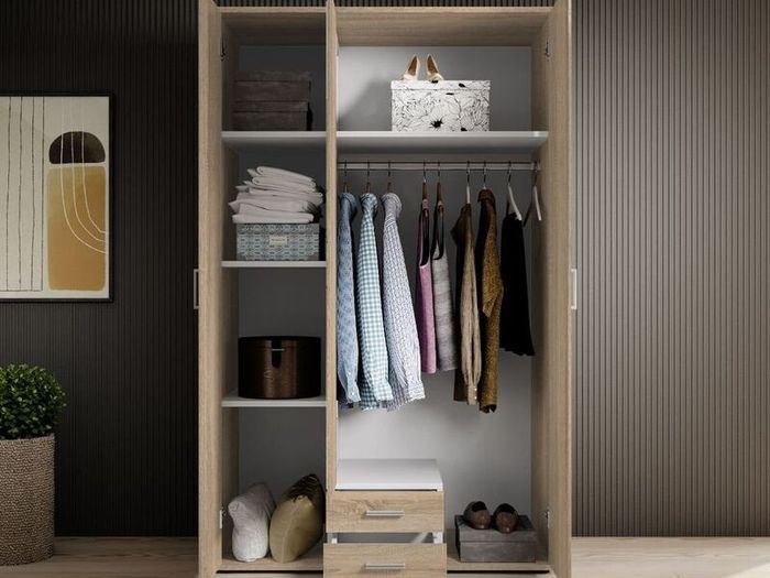 Premium 3-Door Wardrobe with Mirror & Drawers
