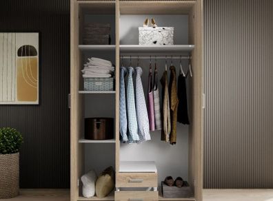 Premium 3-Door Wardrobe with Mirror & Drawers