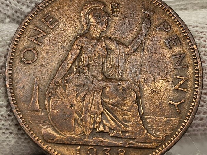 Great Britain 1938 King George VI Penny Possible Obverse Mint Error Planchet Error