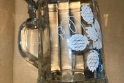 RARE Vintage ALWE German Beer Lidded Stein Heavy Glass Mug Cup Tankard