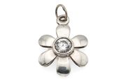 Vintage 935 Sterling Silver &amp; Cubic Zirconia Flower Pendant